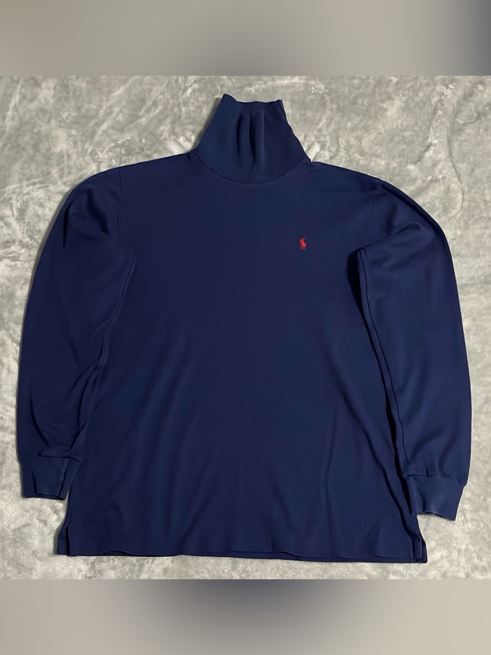 Vintage 90s Polo Ralph Lauren Turtleneck Shirt Mens XL Navy Red Pony Made USA